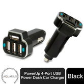Aquarius PowerUp 4-Port USB Power Dash Car Charger Black Aquarius
